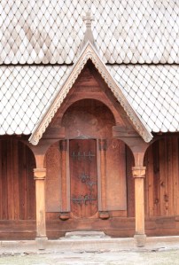 An intricately detailed door to the church.