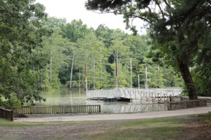 The dock at the White River. We were still able to access the floating ramp.